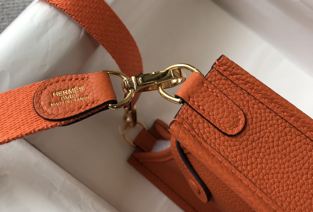 Hermes Evelyne 16 Amazone TPM Shoulder Bag In Orange Clemence Leather